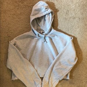 Raw hem cropped hoodie